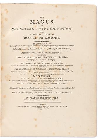 [Medicine & Science] Barrett, Francis (c. 1770-1802) The Magus, or Celestial Intelligencer; Being a Complete System of Occult Philosoph